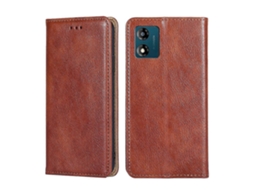 Capa De Couro Magnético Para Motorola Moto E13 4g Com Acabamento Brilhante E Cor Sólida.