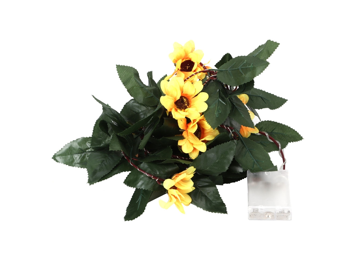 2026 cinta de Luces Led Girasol Simulado de Plástico 30led 2m Hoja Verde para Decoración Hogar Jardín Boda Luz Blanca Cálida