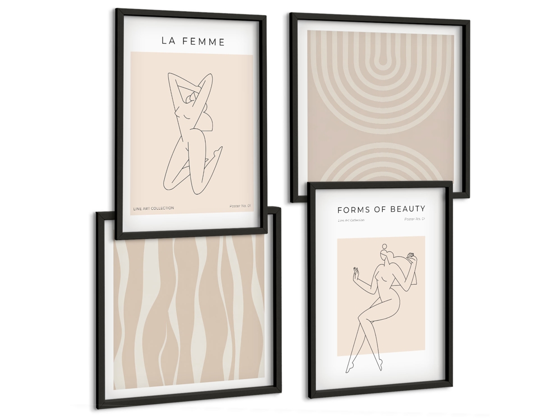 Quadros Decorativos Para Parede Interiores De Edifícios Históricos Moldura Preta Quadros Para A Sala De Estar Espelharte (conjunto De 4 Imagens)