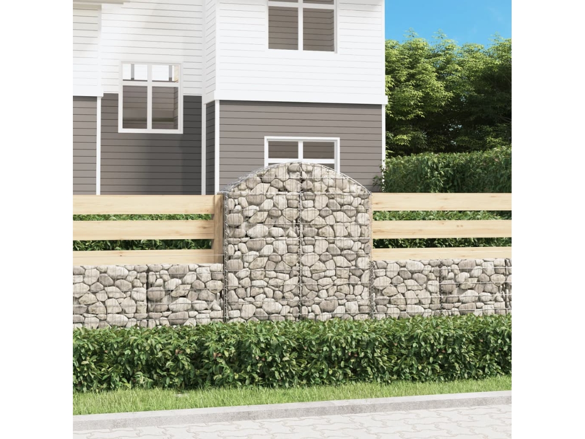 Vidaxl Cesto Gabião Arqueado 100x30x120/140 Cm Ferro Galvanizado
