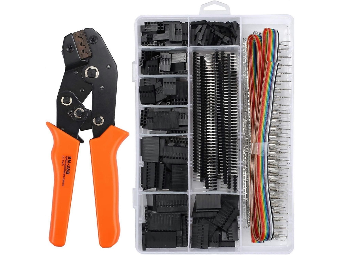 Ferramenta de Crimpagem Dupont com 1550 Conectores Isolados 2.54mm 3.96mm Awg 28 18 para Eletrônica Diy Arduino Raspberry Tart