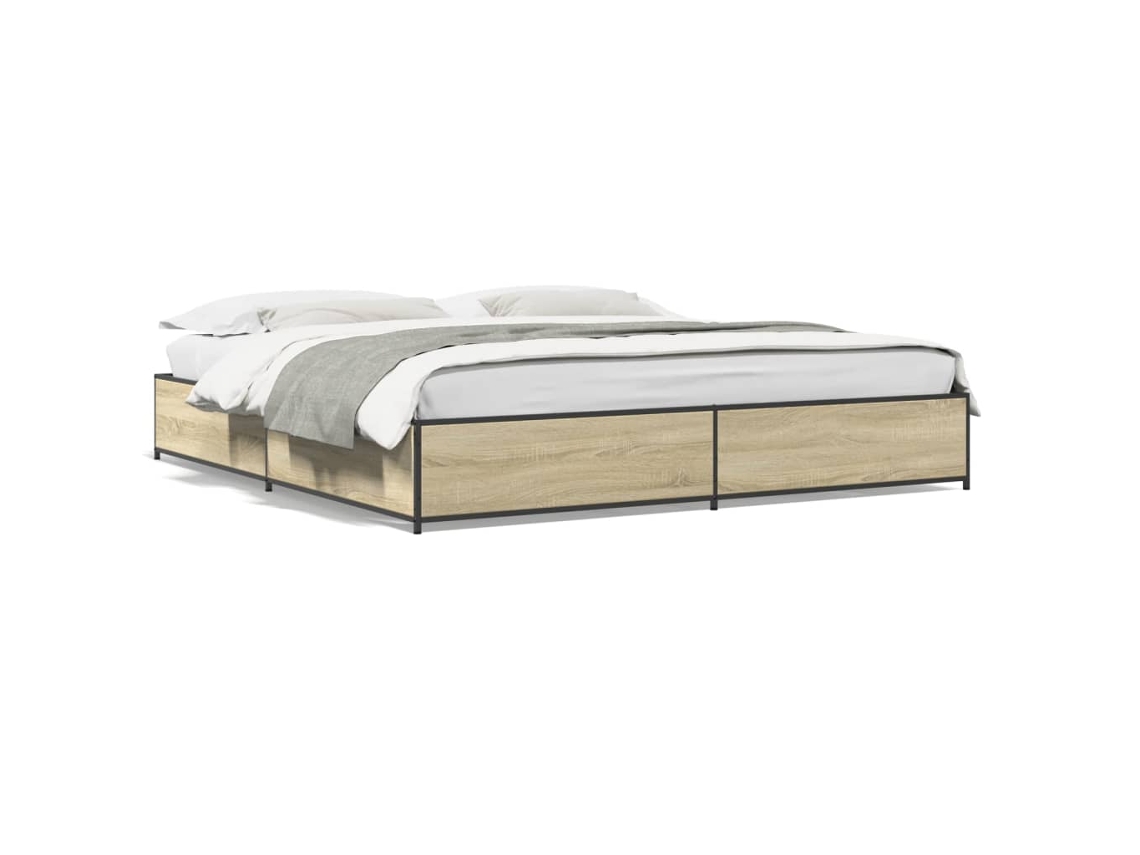 Bed Frame, Bed Frames Vidaxl Marrom Madeira Processada (200 X 200 Cm)