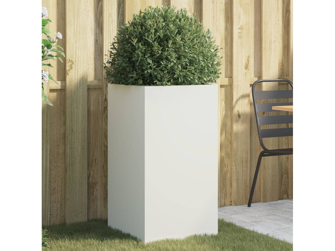 Vidaxl Vaso/floreira 42x38x75 Cm Aço Branco