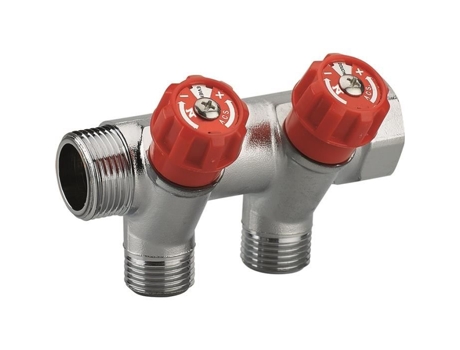 Colecionador Masculino Feminino 20X27 com Torneiras Vermelhas 2 Saídas 15X21 Noyon & Thiebault NT NOYON & THIEBAULT