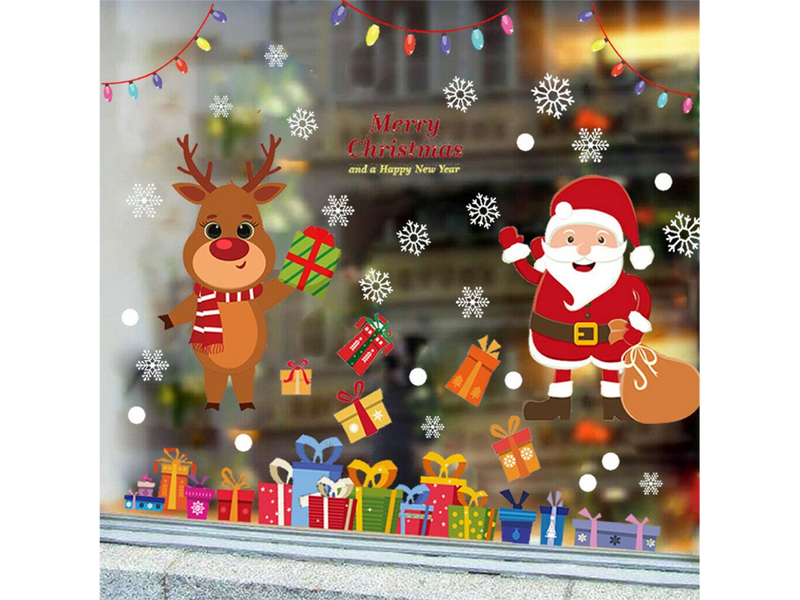 Adesivo De Parede Para Janela De Sala De Estar Feliz Natal Aquaforge