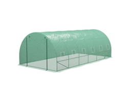 Fogão túnel Rolo 6x3x2 m com sistema de irrigação integrado, 12 janelas pequenas e 1 porta verde
