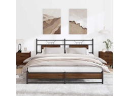 Estrutura Cama Sem Colchão 180x200 Cm Metal Carvalho Castanho