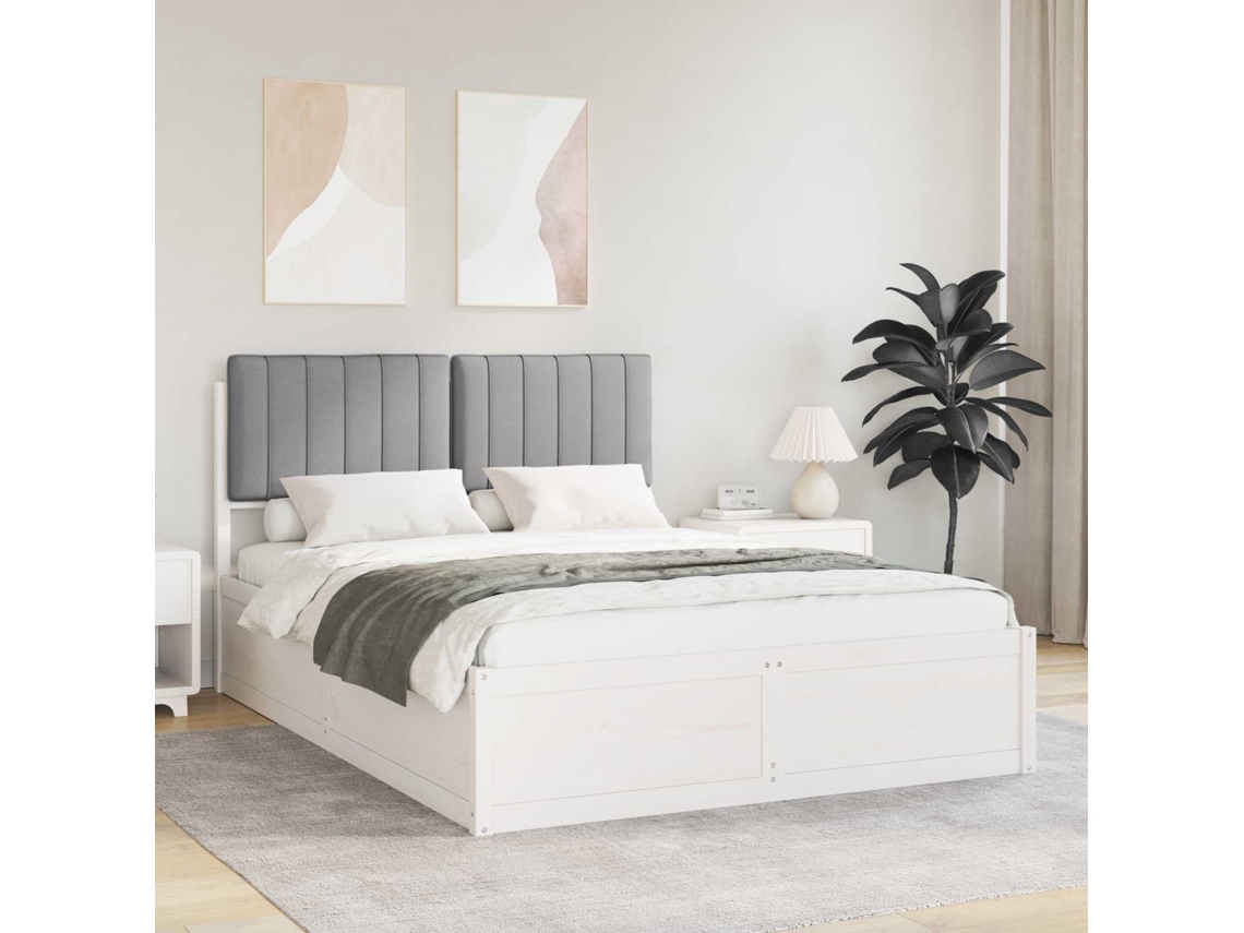 Vidaxl Estrutura De Cama Com Cabeceira Estofada Cinzento-claro