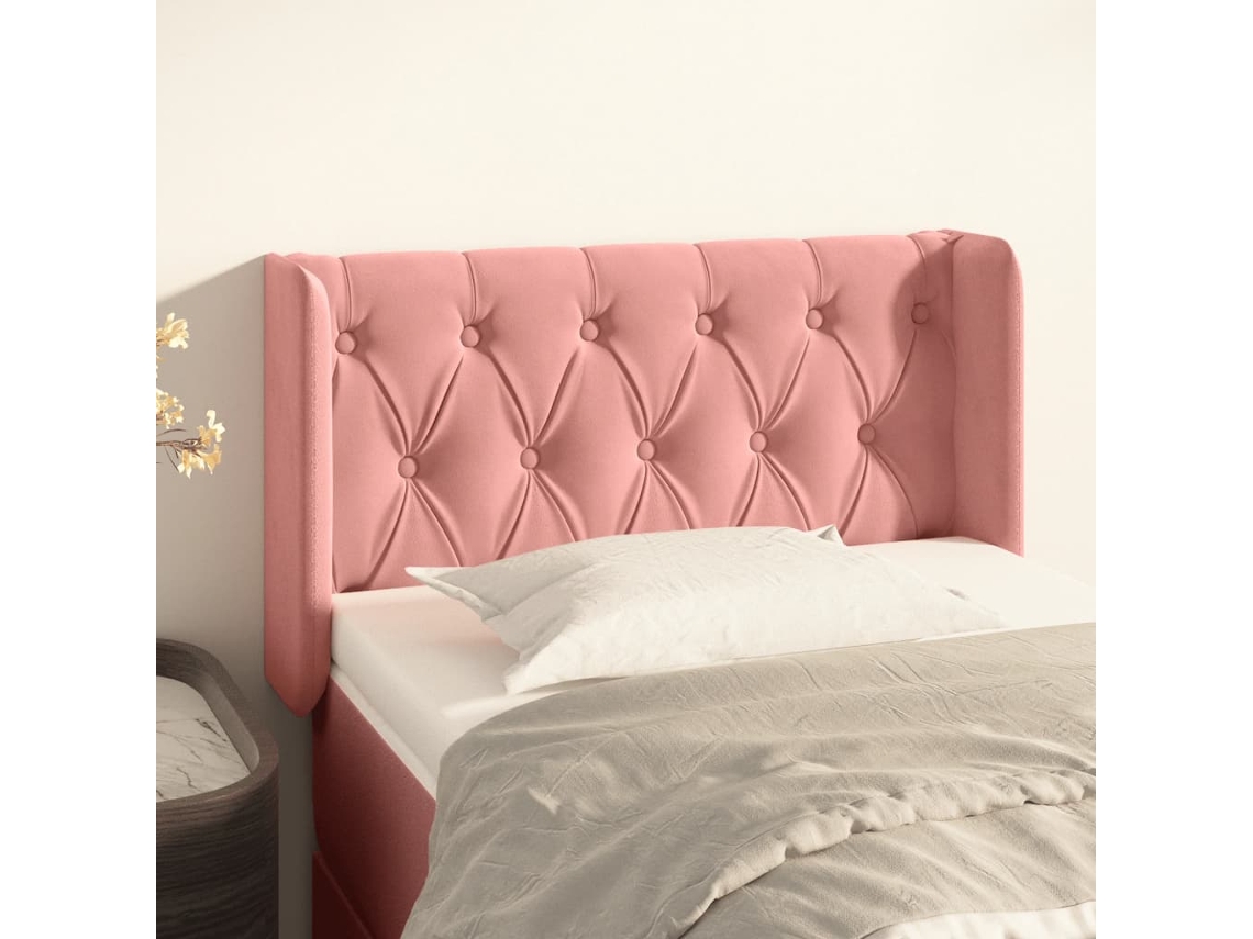 Vidaxl Cabeceira De Cama C/ Abas Veludo 83x16x78/88 Cm Rosa