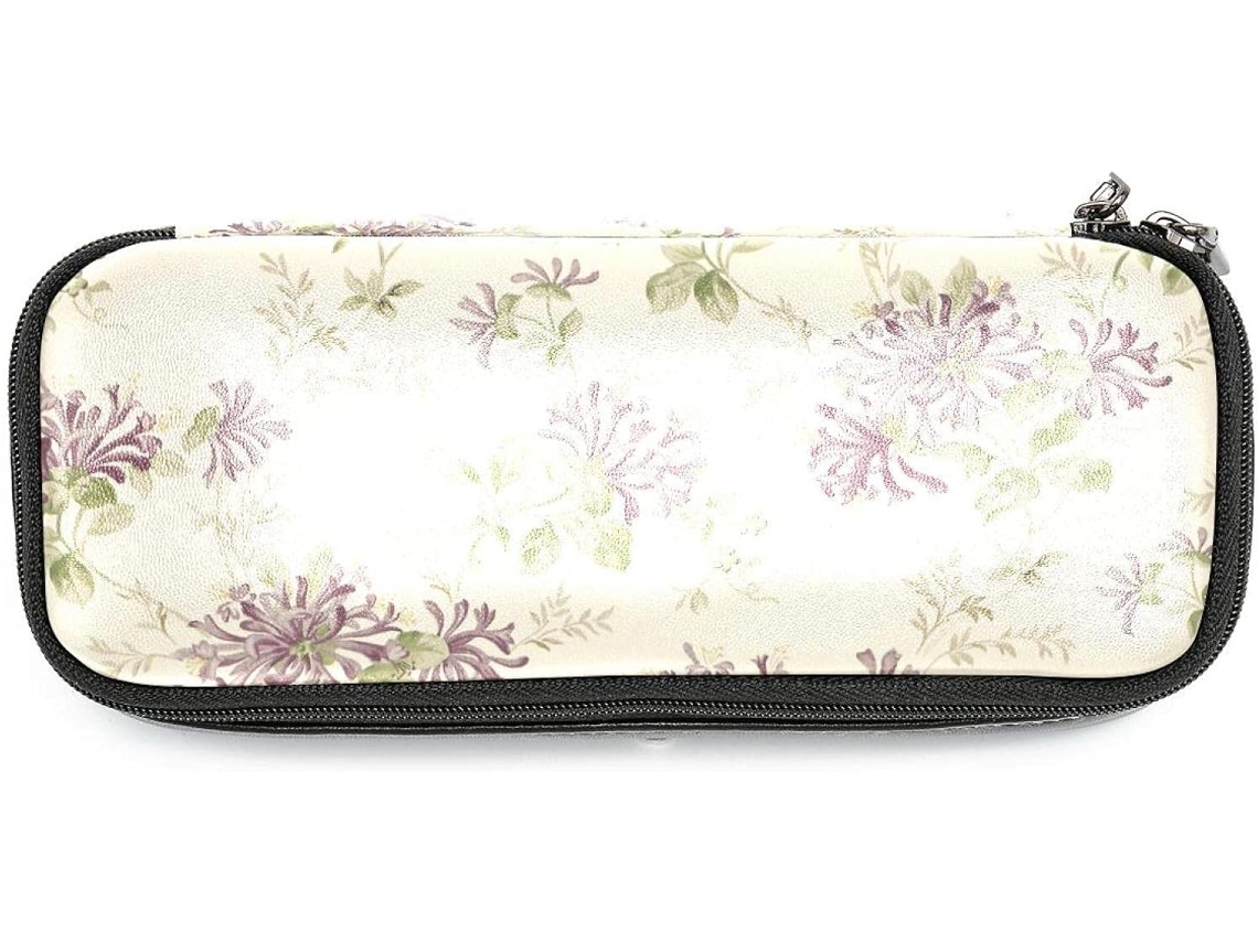 Estojo Honeysuckle Trail com estampa floral de uvas, grande capacidade, organizador de lápis, essencial.