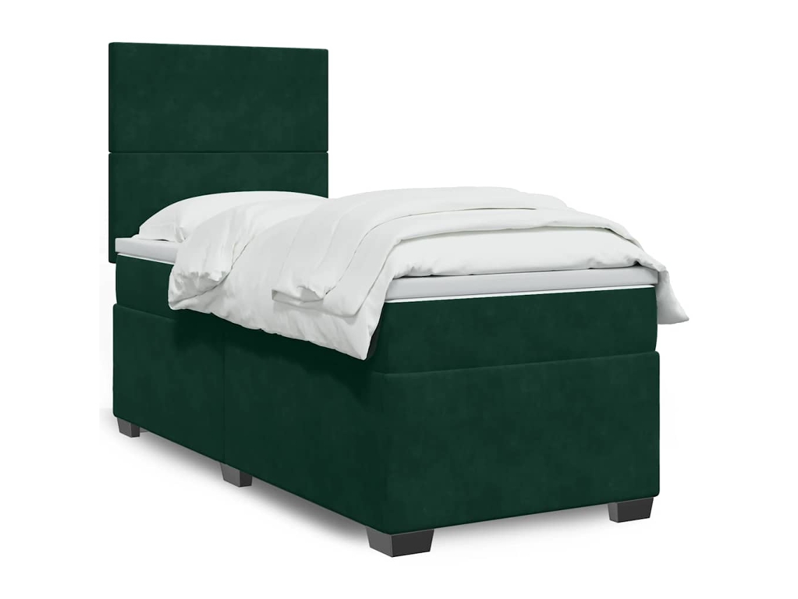 Vidaxl Cama Com Molas/colchão 80x200 Cm Veludo Verde-escuro