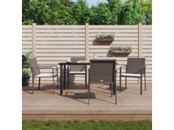 Vidaxl 5 Pcs Conjunto De Jantar P/ Jardim C/ Almofadões Vime Pe E Aço