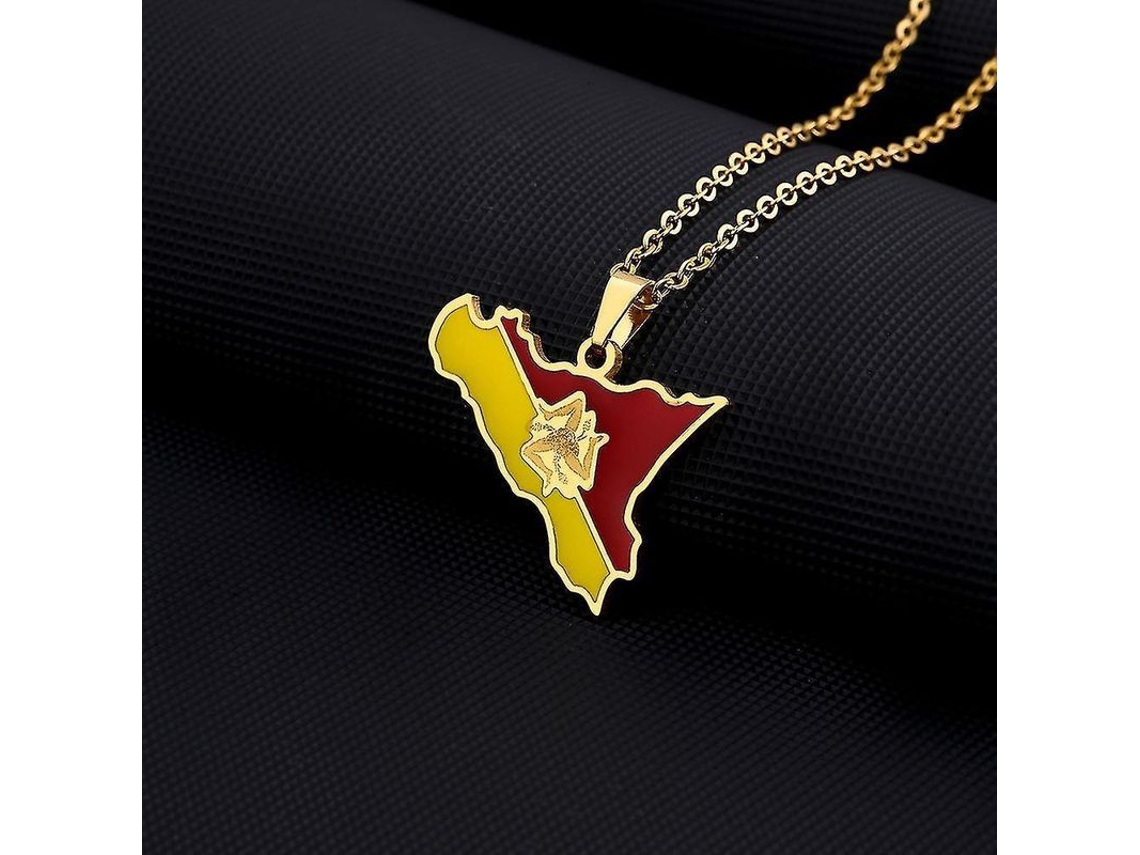 2026-colgante De Collar Con Bandera Regional De Sicilia Italia En Acero Inoxidable Oro Plata Regalo De Joyería Hlt 50 Cm Cor Dourada