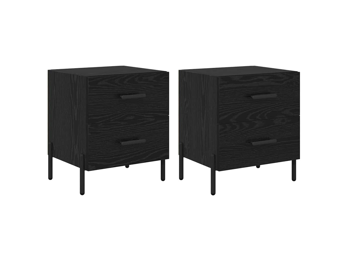 Conjunto de Armário de Cabeceira 2 Pcs Carvalho Preto 40x35x47,5 cm MAISON EXCLUSIVE