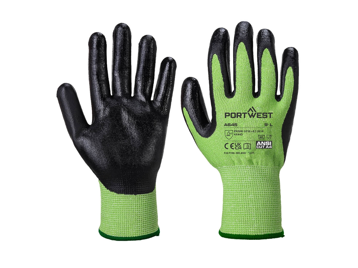 Luva Green Cut Com Espuma Nitrílica - Alta Proteção E Conforto Verde Preto / Xxl