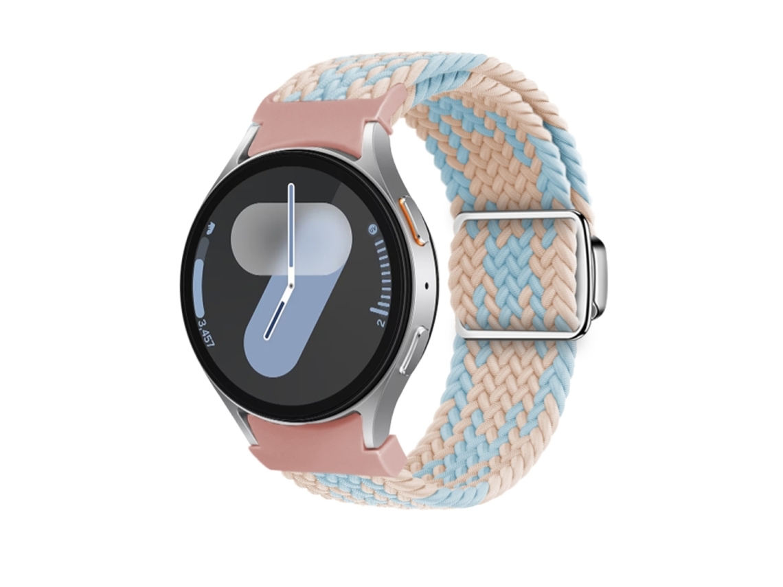 Bracelete Para Samsung Galaxy Watch 7/6/5/4 - Loop Nylon - Fivela Magnética - Pó De Diamante Azul