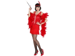 Fato de Charleston vermelho dos anos 20 com cocar para mulher