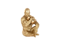 Estatueta de Gorila Dourado em Resina, 44x38x61,5cm ALEXANDRA HOUSE LIVING