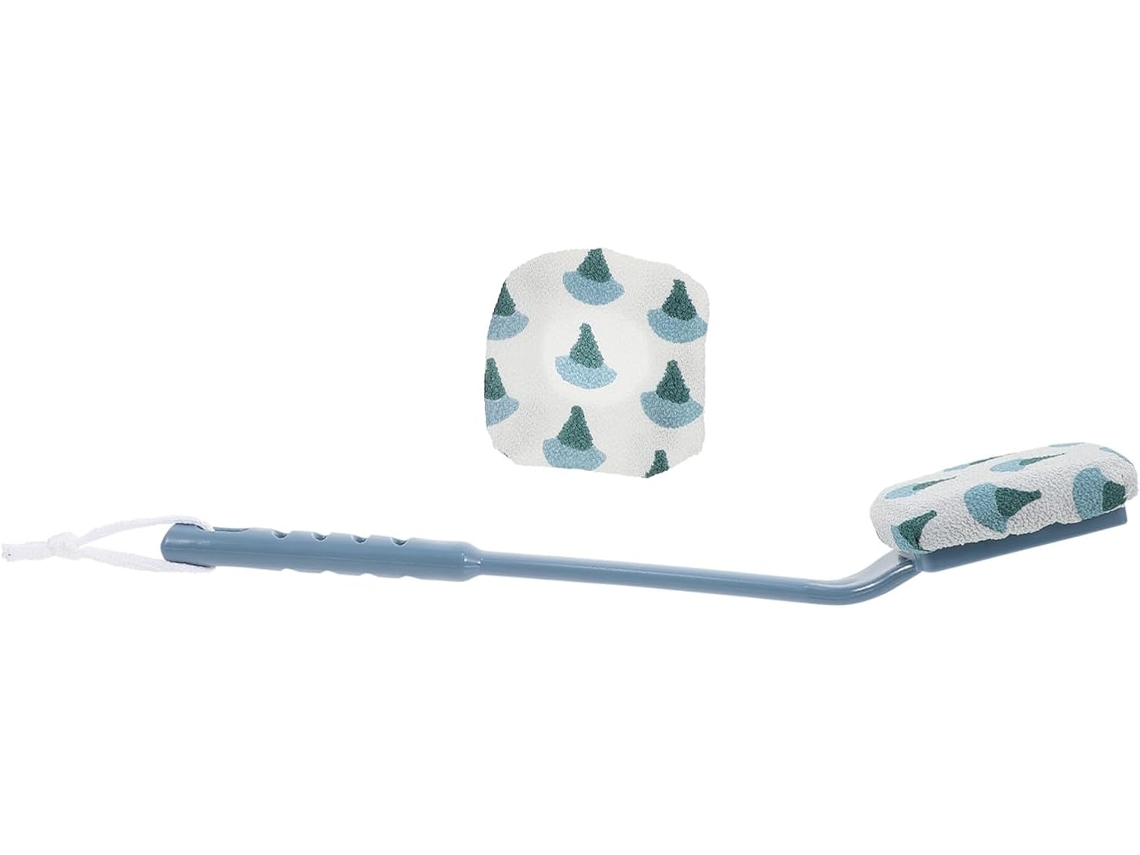Escova De Banho Fibra Abs E Esponja Com Cabo Longo, Azul, Para Uma Limpeza Corporal Completa E Confortável
