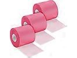 3 Fitas Adesivas Esportivas, 7 cm x 27,4 m, Rosa Brilvibera