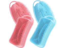 Lurelia Kit De 4 Escovas De Silicone Para Banho De Cuidado Corporal, Dupla Face, Cerdas Macias E Com Argola