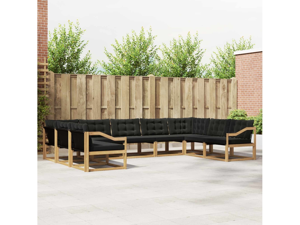 Vidaxl Conjunto De Sofás Para Exterior 9 Unid. Branco E Preto