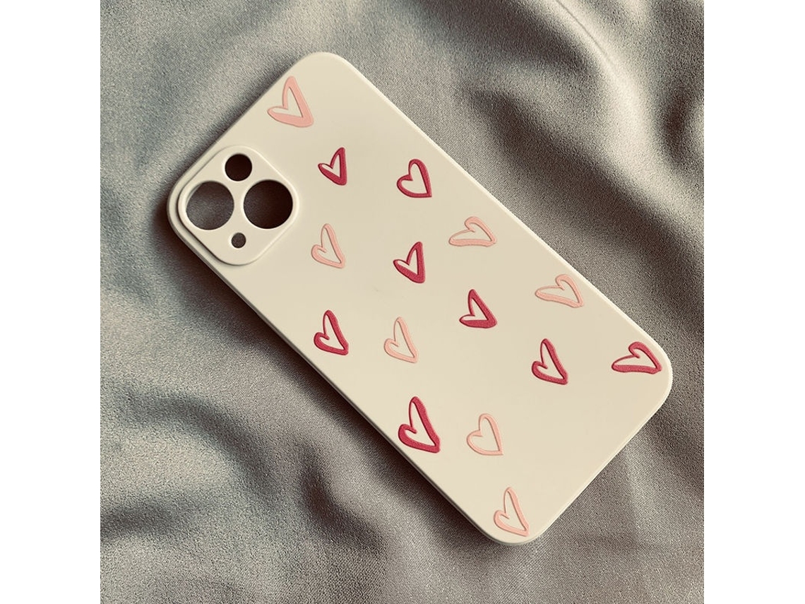 Capa Para Iphone 17 Pro, Tela Inteira, Vermelha, Rosa, Coração, Branca, Silicone, Proteção Completa, Macia, Coração
