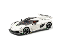 Miniatura de Carro Esportivo em Metal, Escala 1:24, com Função de Fricção, Portas Que Abrem e Rodas de Liga Leve. MDUG (branco)