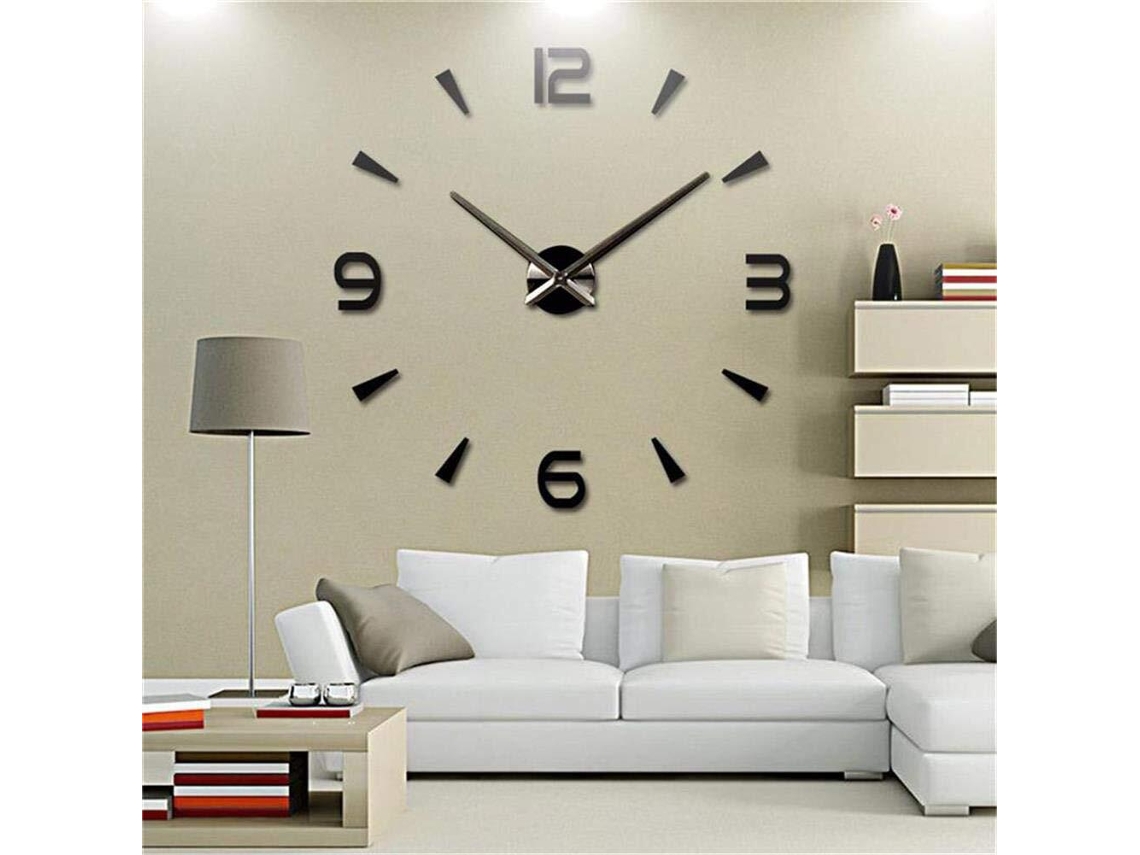 Grande Relógio De Parede Diy Moderno 3d Com Adesivos De Números De Espelho Para Decoração De Escritório Em Casa Ehstmind