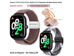 Pulseira de Nylon Trançado com Ímã Embutido para Mi Band 9/10 Pro e Redmi Watch 6/5 CHABERLU