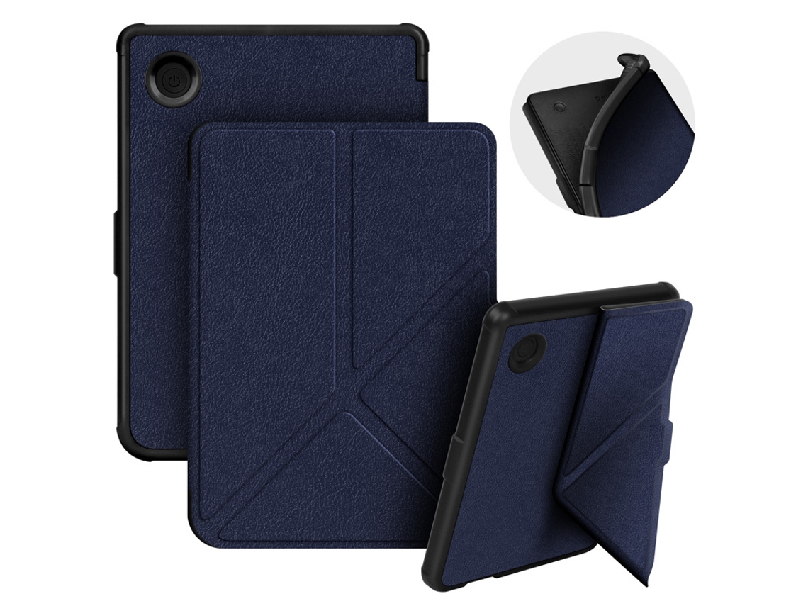 Capa Para E‑reader Kobo Clara Color 6 Polegadas, Capa Protetora Couro Suporte Multi‑dobrável Czhhmart Azul Profundo