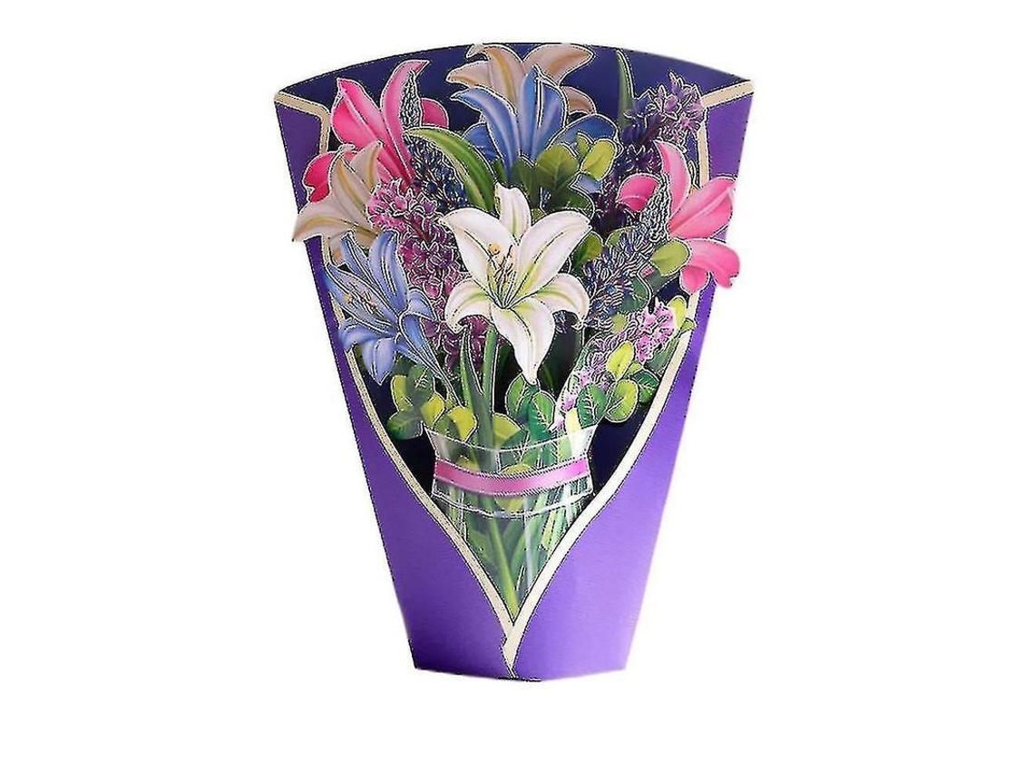 Tarjeta De Felicitación Con Ramo De Flores Emergente Regalo Para Día De La Madre
