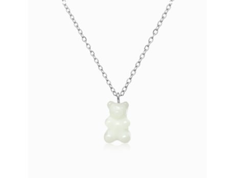 Colar FEIRA DE BIJU Urso 45Cm Aço Inox Prateado