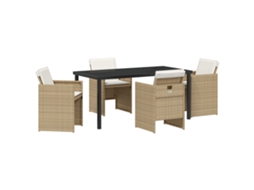 Conjunto 5 De Jantar De Vidaxl Para Jardim Com Travesseiros Bege Vime Pe