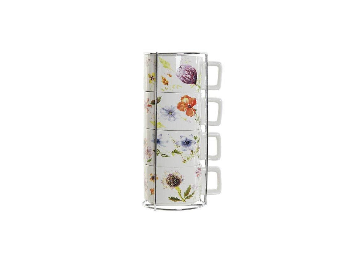 Conjunto De Chávenas De Café Dkd Home Decor Metal Dolomite (13 X 9,5 X 6,5 Cm) (4 Pcs) (260 Ml)