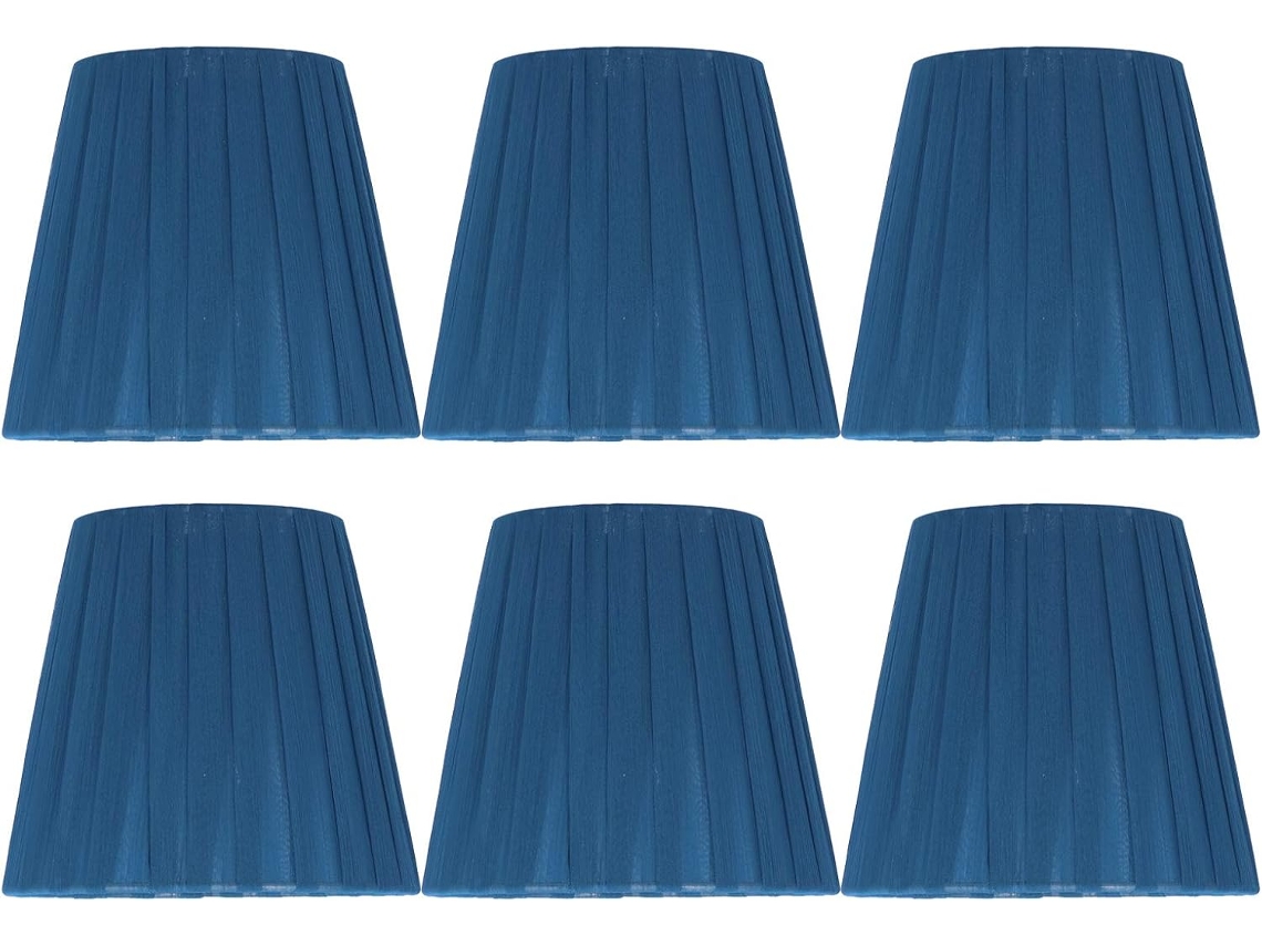 Conjunto De 6 Pequenos Abajures Tecido, Para Mesa Cabeceira Ou Lustre (azul Escuro)-aquaforge