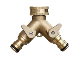 Conector de Latão de 2 Vias com válvulas individuais, amarelo branco | S/MARCA