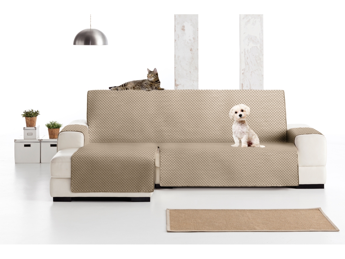 Capa para Chaise Longue de Tecido Acolchoado Elena MILICA (200 cm - Bege Escuro) Orientação Esquerda