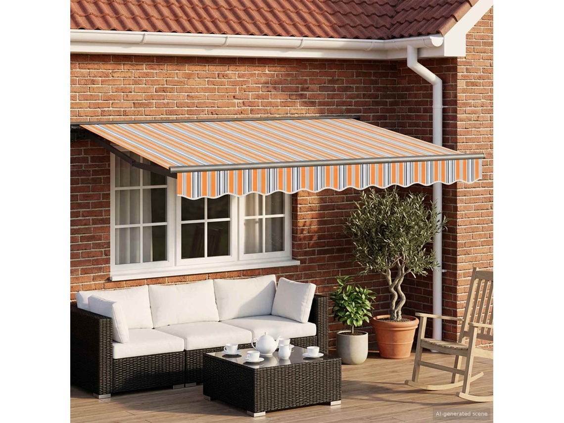 Vidaxl Toldo Retrátil Elétrico Azul, Laranja, Antracite 3 X 2,5 M