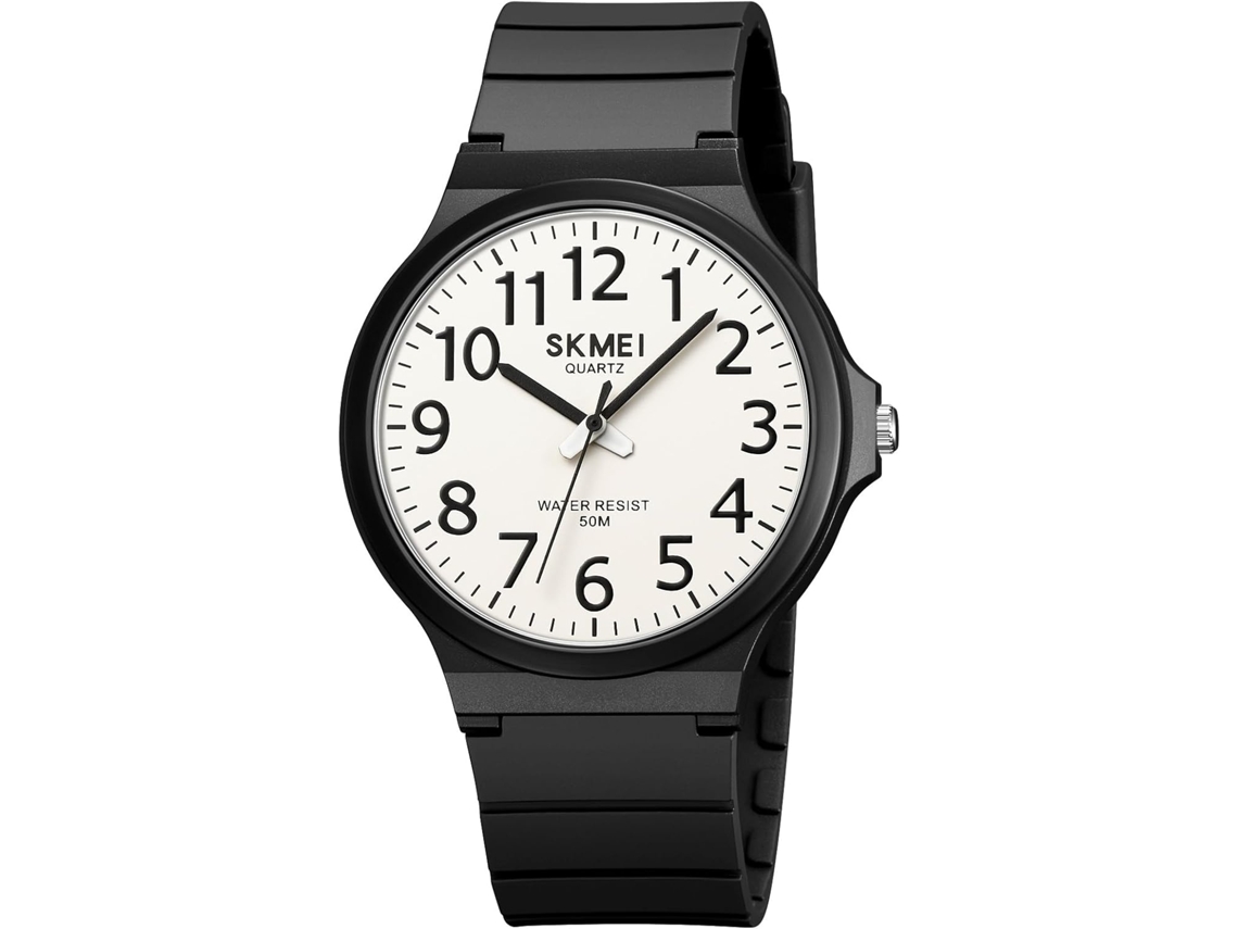 Lurelia Relógio De Pulso, Analógico, 10,5 Mm, Silicone, Resina, Resistente À Água 50m, Preto, Branco