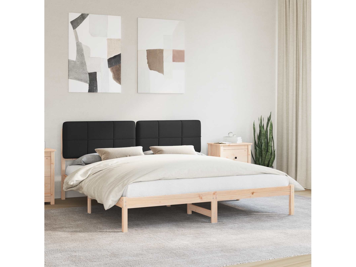 Vidaxl Estrutura De Cama Com Cabeceira Estofada Preto 180 X 200 Cm