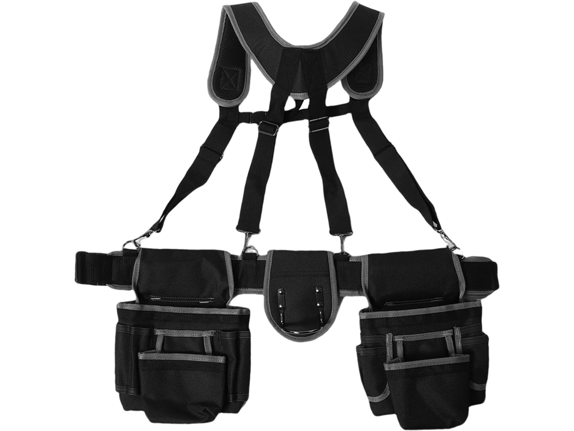 Cinto de ferramentas Zjchao com suspensórios, em tecido Oxford, ajustável, para homens, resistente, ideal para