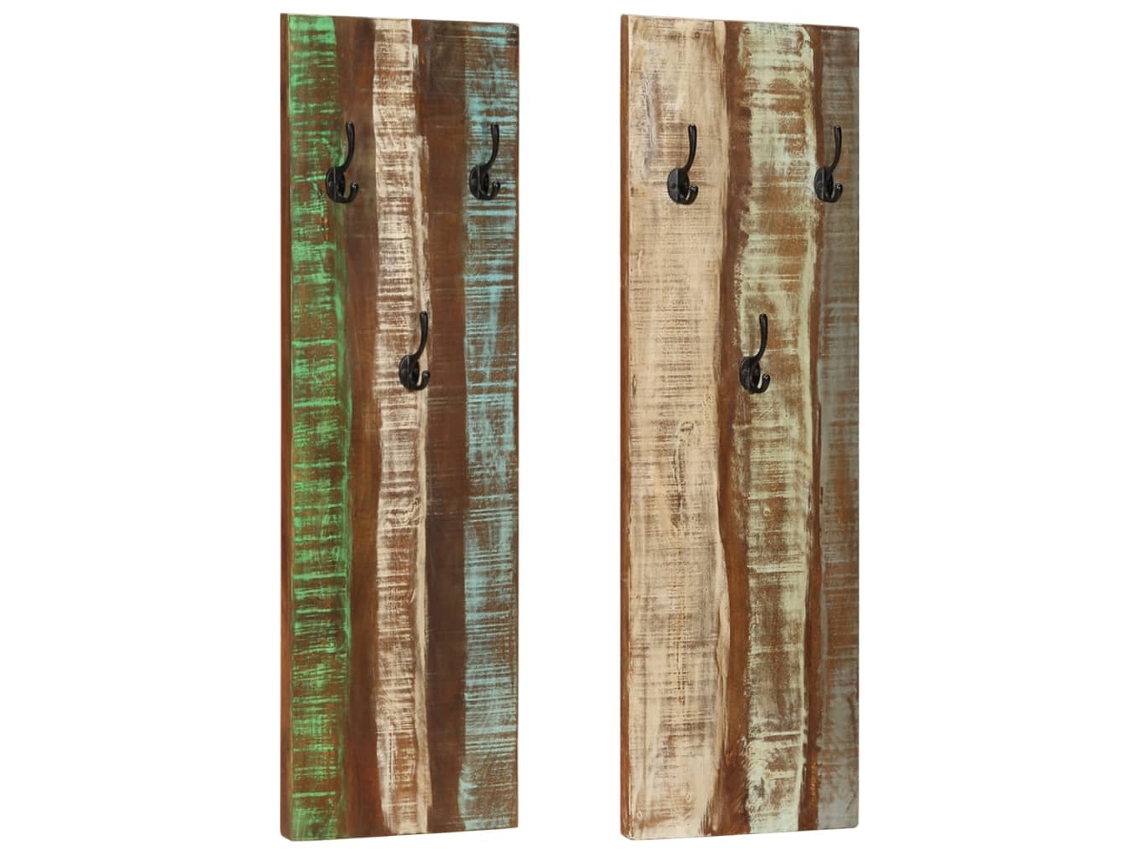 Vidaxl Bengaleiros Parede 2 Pcs 36x3x110 Cm Madeira Recuperada Maciça