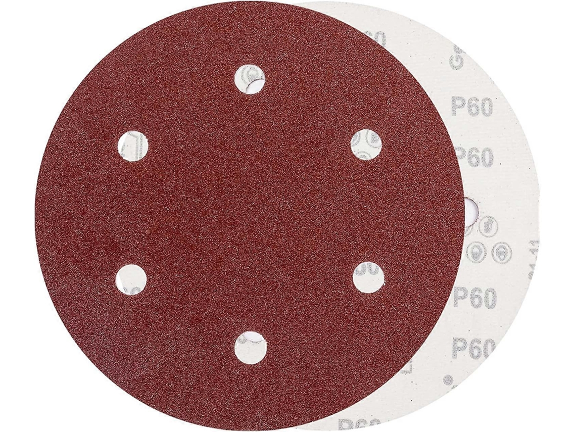 Lixa de 225 Mm, Grão P60, 6 Furos, com Velcro, 10 Discos de Lixa Redondos para Lixadeira Parede, Lixadeira de Gesso BRILVIBERA