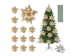 Pack de 12 flores, bastões e clips para decoração de Natal LAXISCREED
