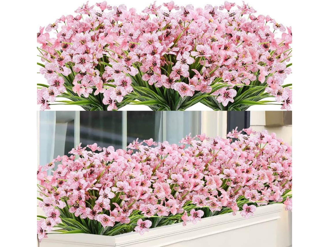 Dengtu Rosa 8 Peças Flores Artificiais Plantas Resistentes Aos Raios Uv para Exterior BRILVIBERA