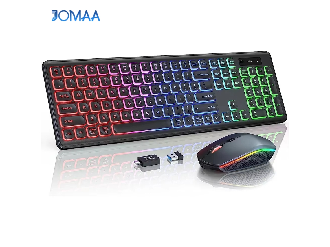 Conjunto De Teclado E Mouse Sem Fio Rgb Retroiluminado E Recarregável Com Conector Type-c (espanhol)