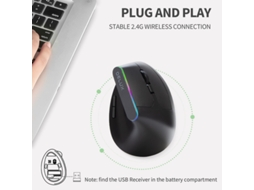 Rato Gaming Vertical ENKERS RGB (Wireless - 1600 Dpi - Branco)