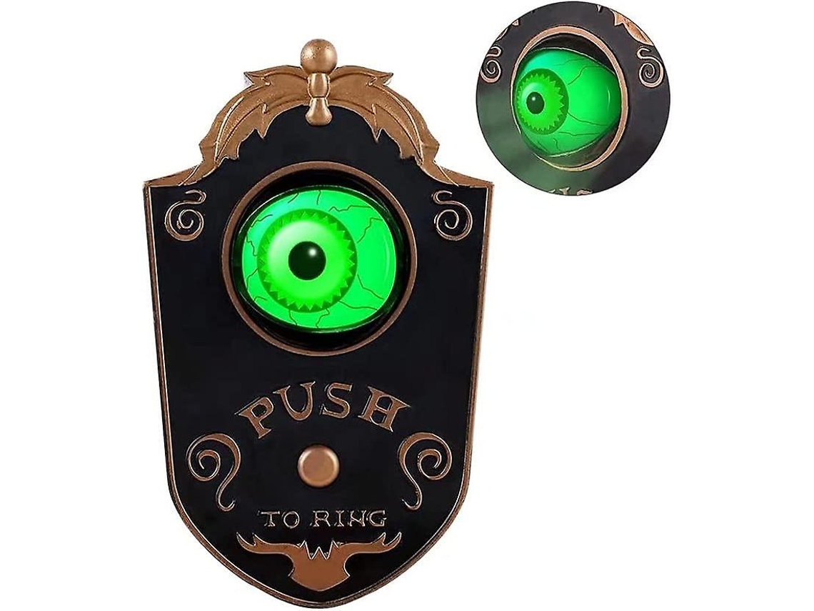 Decoración de Timbre de Halloween Con Ojo Iluminado, Prop para Fiesta, Decoración de Puerta Animada Con Sonidos Espeluznantes