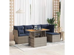 Vidaxl 6 Pcs Conjunto Sofás De Jardim Com Almofadões Vime Cinzento